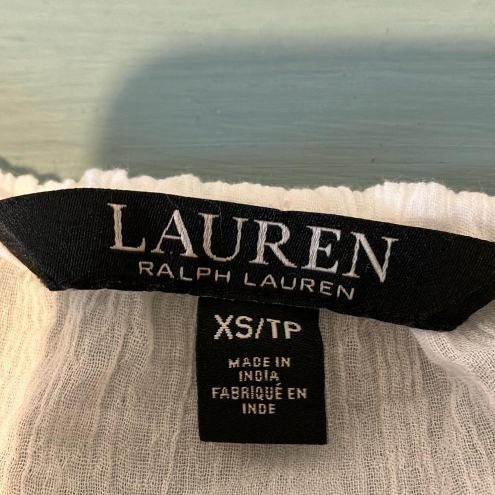 WHIMSY GOTH ROOMY XS LAUREN RALPH LAUREN WHITE TIERED TRIMMED TOP - Picture 4 of 8
